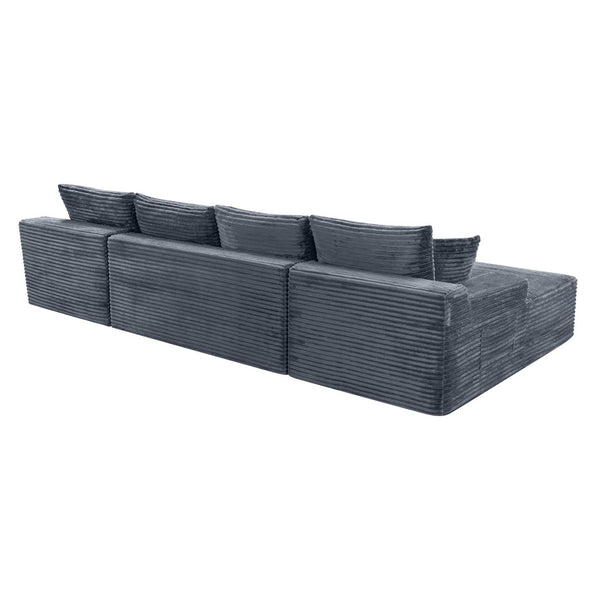 English Elm 132.1" Oversized U-shaped Modular Cloud Sofa Ribbed Corduroy Floor-flush Living Room Couch Gray W5515S00072
