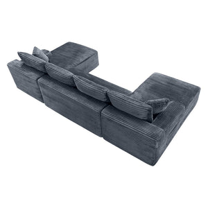 English Elm 132.1" Oversized U-shaped Modular Cloud Sofa Ribbed Corduroy Floor-flush Living Room Couch Gray W5515S00072