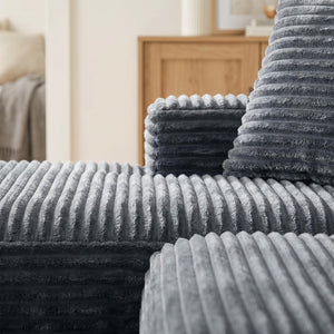 English Elm 132.1" Oversized U-shaped Modular Cloud Sofa Ribbed Corduroy Floor-flush Living Room Couch Gray W5515S00072