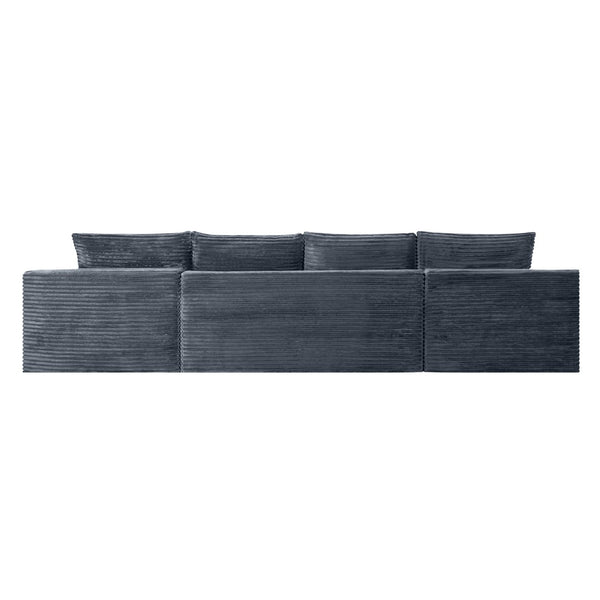English Elm 132.1" Oversized U-shaped Modular Cloud Sofa Ribbed Corduroy Floor-flush Living Room Couch Gray W5515S00072