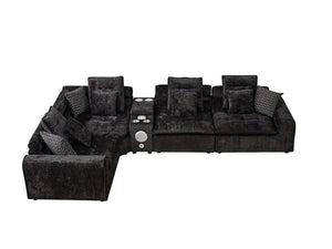 English Elm 137.7 Inch Boucle Modular Sectional Sofa Deep Seat L Shaped Cloud Couch for Living Room Black W5515S00074