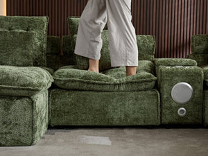 English Elm 137.7 Inch Boucle Modular Sectional Sofa Deep Seat L Shaped Cloud Couch for Living Room Green W5515S00075