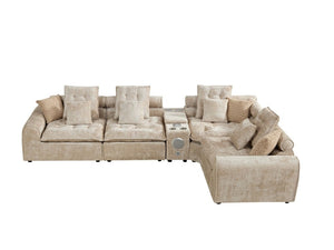 English Elm 137.7 Inch Boucle Modular Sectional Sofa Deep Seat L Shaped Cloud Couch for Living Room Camel W5515S00076