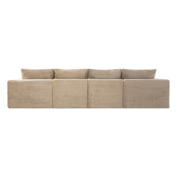 English Elm 133.2 Inch Corduroy Modular Sectional Sofa U Shaped for Spacious Living Rooms Camel W5515S00078