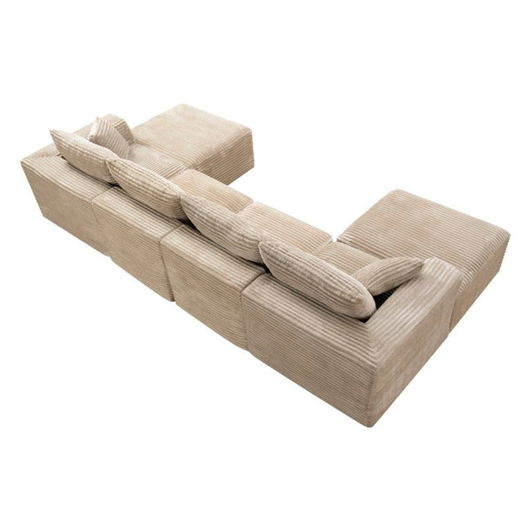 English Elm 133.2 Inch Corduroy Modular Sectional Sofa U Shaped for Spacious Living Rooms Camel W5515S00078
