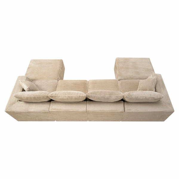 English Elm 133.2 Inch Corduroy Modular Sectional Sofa U Shaped for Spacious Living Rooms Camel W5515S00078
