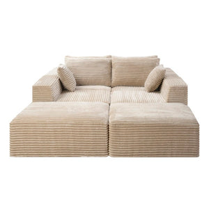English Elm 133.2 Inch Corduroy Modular Sectional Sofa U Shaped for Spacious Living Rooms Camel W5515S00078