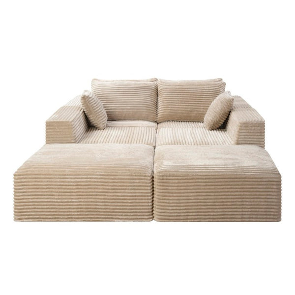 English Elm 133.2 Inch Corduroy Modular Sectional Sofa U Shaped for Spacious Living Rooms Camel W5515S00078