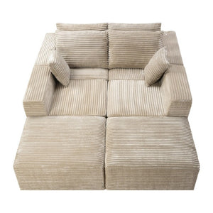 English Elm 133.2 Inch Corduroy Modular Sectional Sofa U Shaped for Spacious Living Rooms Camel W5515S00078