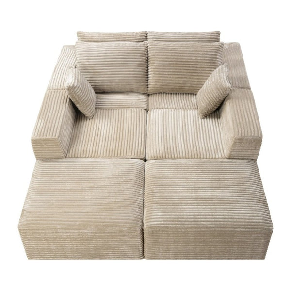 English Elm 133.2 Inch Corduroy Modular Sectional Sofa U Shaped for Spacious Living Rooms Camel W5515S00078