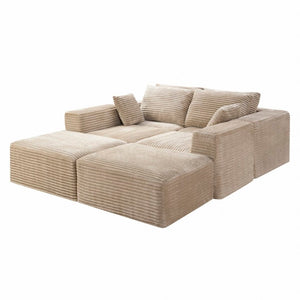 English Elm 133.2 Inch Corduroy Modular Sectional Sofa U Shaped for Spacious Living Rooms Camel W5515S00078