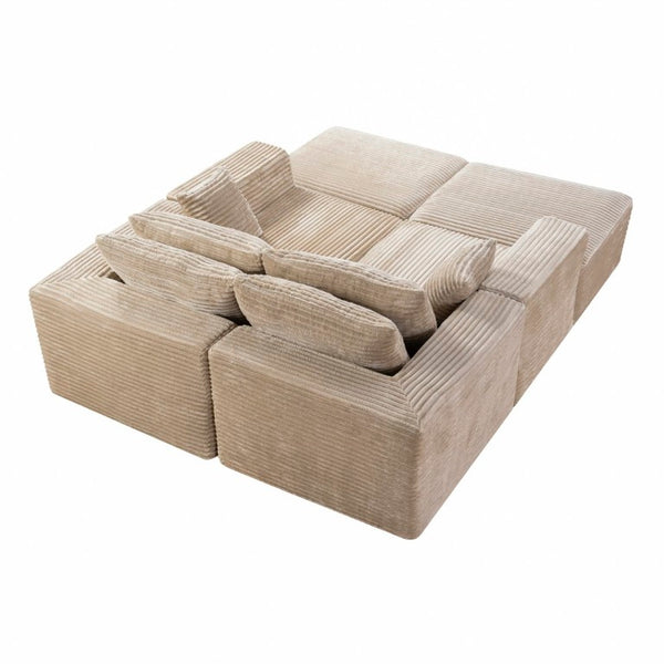 English Elm 133.2 Inch Corduroy Modular Sectional Sofa U Shaped for Spacious Living Rooms Camel W5515S00078