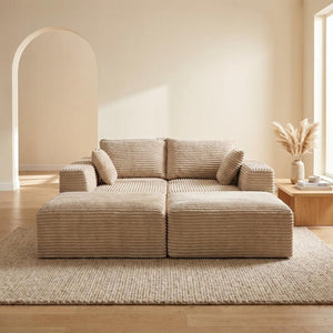 English Elm 133.2 Inch Corduroy Modular Sectional Sofa U Shaped for Spacious Living Rooms Camel W5515S00078