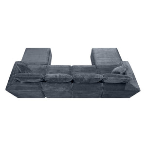 English Elm 133.2 Inch Corduroy Modular Sectional Sofa U Shaped for Spacious Living Rooms Gray W5515S00079