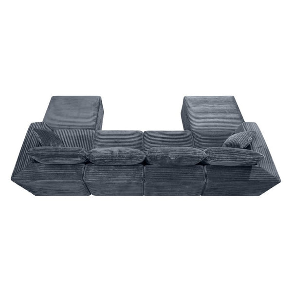 English Elm 133.2 Inch Corduroy Modular Sectional Sofa U Shaped for Spacious Living Rooms Gray W5515S00079
