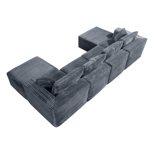 English Elm 133.2 Inch Corduroy Modular Sectional Sofa U Shaped for Spacious Living Rooms Gray W5515S00079