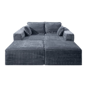English Elm 133.2 Inch Corduroy Modular Sectional Sofa U Shaped for Spacious Living Rooms Gray W5515S00079