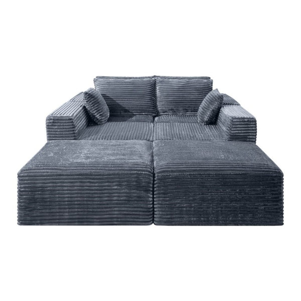 English Elm 133.2 Inch Corduroy Modular Sectional Sofa U Shaped for Spacious Living Rooms Gray W5515S00079