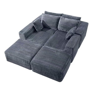 English Elm 133.2 Inch Corduroy Modular Sectional Sofa U Shaped for Spacious Living Rooms Gray W5515S00079