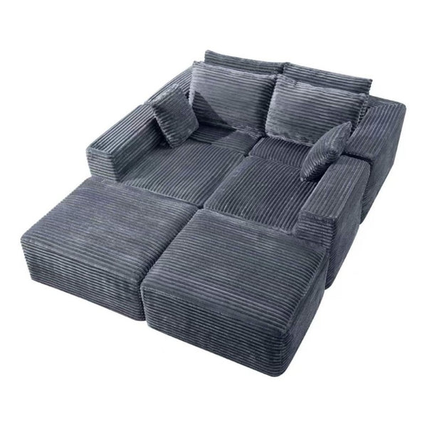 English Elm 133.2 Inch Corduroy Modular Sectional Sofa U Shaped for Spacious Living Rooms Gray W5515S00079