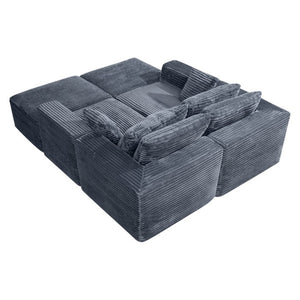 English Elm 133.2 Inch Corduroy Modular Sectional Sofa U Shaped for Spacious Living Rooms Gray W5515S00079