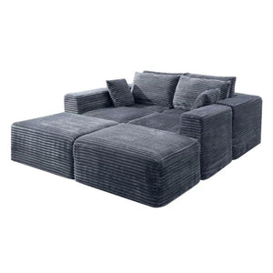 English Elm 133.2 Inch Corduroy Modular Sectional Sofa U Shaped for Spacious Living Rooms Gray W5515S00079