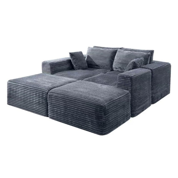 English Elm 133.2 Inch Corduroy Modular Sectional Sofa U Shaped for Spacious Living Rooms Gray W5515S00079