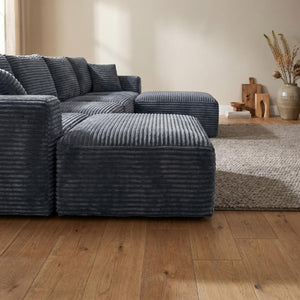 English Elm 133.2 Inch Corduroy Modular Sectional Sofa U Shaped for Spacious Living Rooms Gray W5515S00079