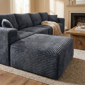 English Elm 133.2 Inch Corduroy Modular Sectional Sofa U Shaped for Spacious Living Rooms Gray W5515S00079