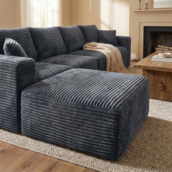 English Elm 133.2 Inch Corduroy Modular Sectional Sofa U Shaped for Spacious Living Rooms Gray W5515S00079