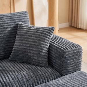 English Elm 133.2 Inch Corduroy Modular Sectional Sofa U Shaped for Spacious Living Rooms Gray W5515S00079