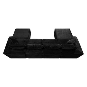 English Elm 133.2 Inch Corduroy Modular Sectional Sofa U Shaped for Spacious Living Rooms Black W5515S00080