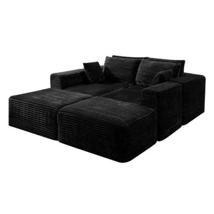 English Elm 133.2 Inch Corduroy Modular Sectional Sofa U Shaped for Spacious Living Rooms Black W5515S00080