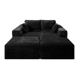 English Elm 133.2 Inch Corduroy Modular Sectional Sofa U Shaped for Spacious Living Rooms Black W5515S00080