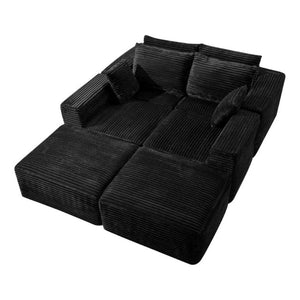 English Elm 133.2 Inch Corduroy Modular Sectional Sofa U Shaped for Spacious Living Rooms Black W5515S00080