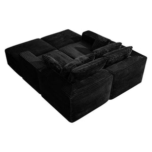 English Elm 133.2 Inch Corduroy Modular Sectional Sofa U Shaped for Spacious Living Rooms Black W5515S00080