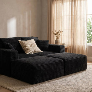 English Elm 133.2 Inch Corduroy Modular Sectional Sofa U Shaped for Spacious Living Rooms Black W5515S00080