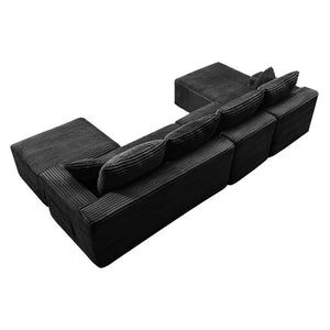 English Elm 135.4 Corduroy Modular U-Shaped Sectional Low Profile Sofa for Casual Living Rooms W5515S00081