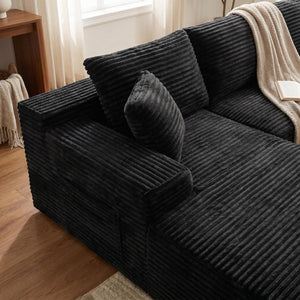 English Elm 135.4 Corduroy Modular U-Shaped Sectional Low Profile Sofa for Casual Living Rooms W5515S00081