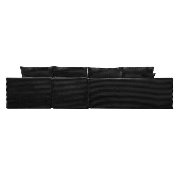 English Elm 135.4 Corduroy Modular U-Shaped Sectional Sofa Cozy Ribbed Fabric Lounge Seating W5515S00082