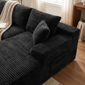 English Elm 135.4 Corduroy Modular U-Shaped Sectional Sofa Cozy Ribbed Fabric Lounge Seating W5515S00082