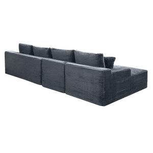 English Elm 135.4 Corduroy Modular Sectional U Shaped Sofa Seats Six for Cozy Living Rooms W5515S00083