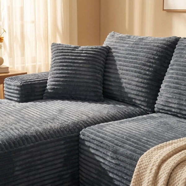 English Elm 135.4 Corduroy Modular Sectional U Shaped Sofa Seats Six for Cozy Living Rooms W5515S00083