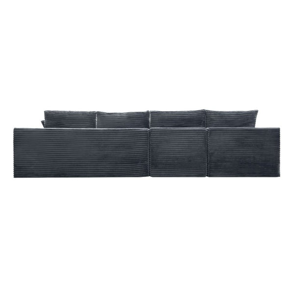 English Elm 135.4 Corduroy Modular Sectional U Shaped Sofa Seats Six for Cozy Living Rooms W5515S00083
