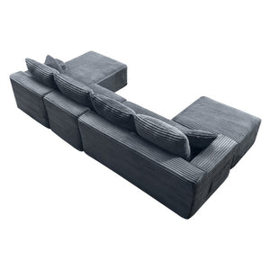 English Elm 135.4 Corduroy Modular U-Shaped Sectional Sofa Spacious Lounge Seating for Living Room W5515S00084