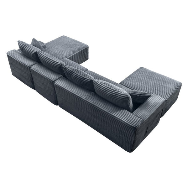 English Elm 135.4 Corduroy Modular U-Shaped Sectional Sofa Spacious Lounge Seating for Living Room W5515S00084
