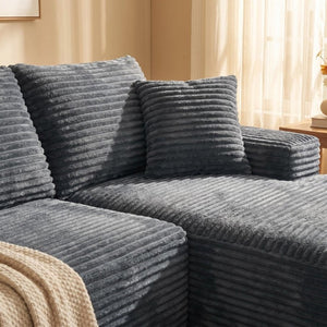 English Elm 135.4 Corduroy Modular U-Shaped Sectional Sofa Spacious Lounge Seating for Living Room W5515S00084