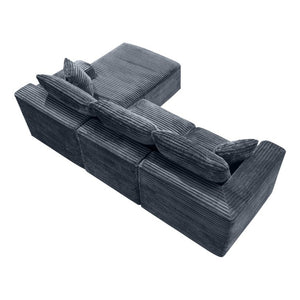 English Elm 103.9Cloud Ribbed Corduroy L-Shape Sectional Deep Seat Lounge Sofa for Living Room Gray W5515S00088
