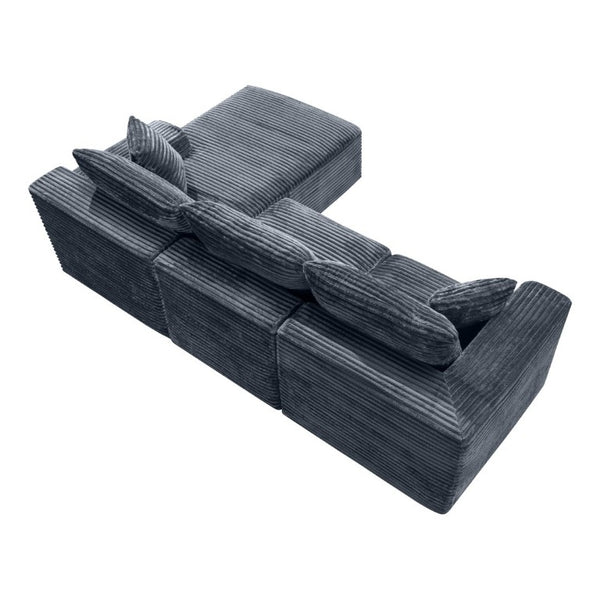 English Elm 103.9Cloud Ribbed Corduroy L-Shape Sectional Deep Seat Lounge Sofa for Living Room Gray W5515S00088