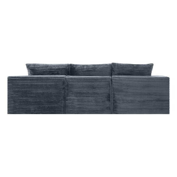 English Elm 103.9Cloud Ribbed Corduroy L-Shape Sectional Deep Seat Lounge Sofa for Living Room Gray W5515S00088